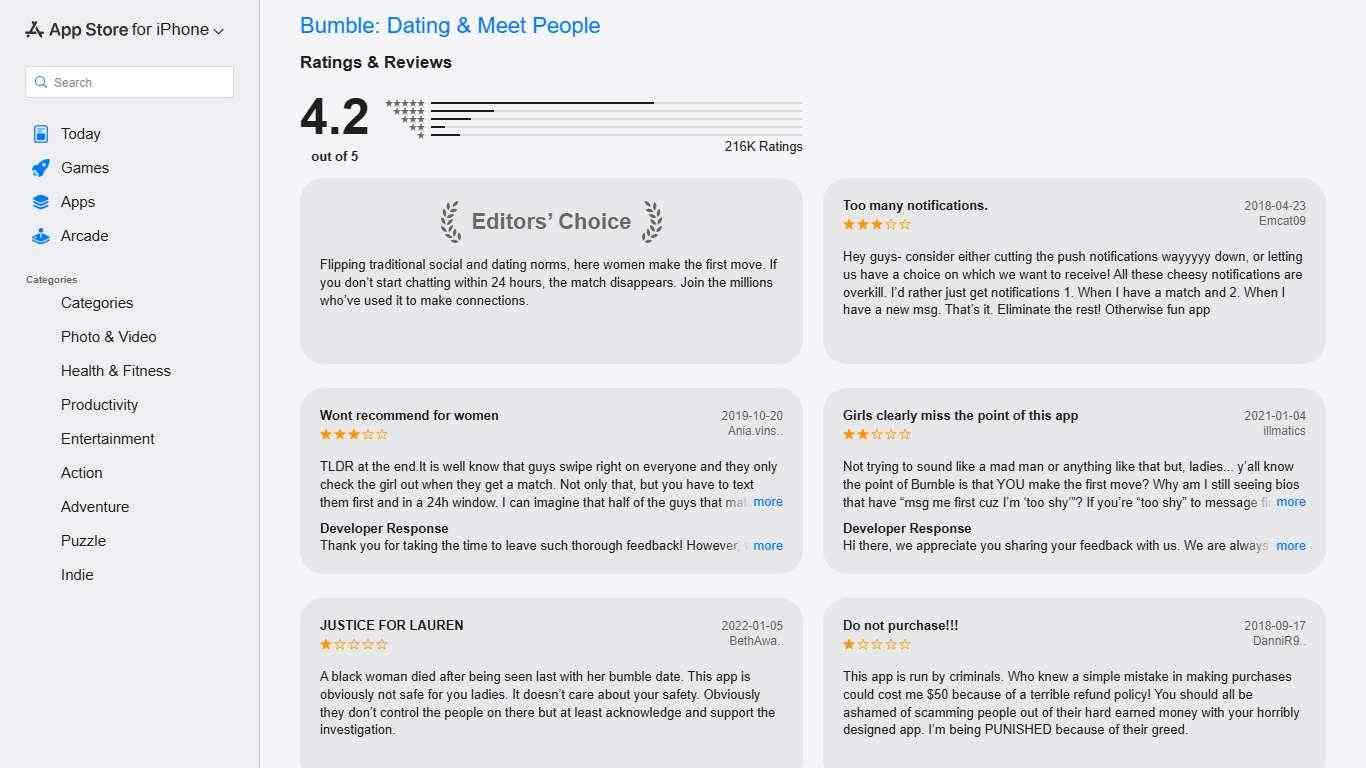 ‎Bumble: Dating & Meet People - Ratings & Reviews - App Store